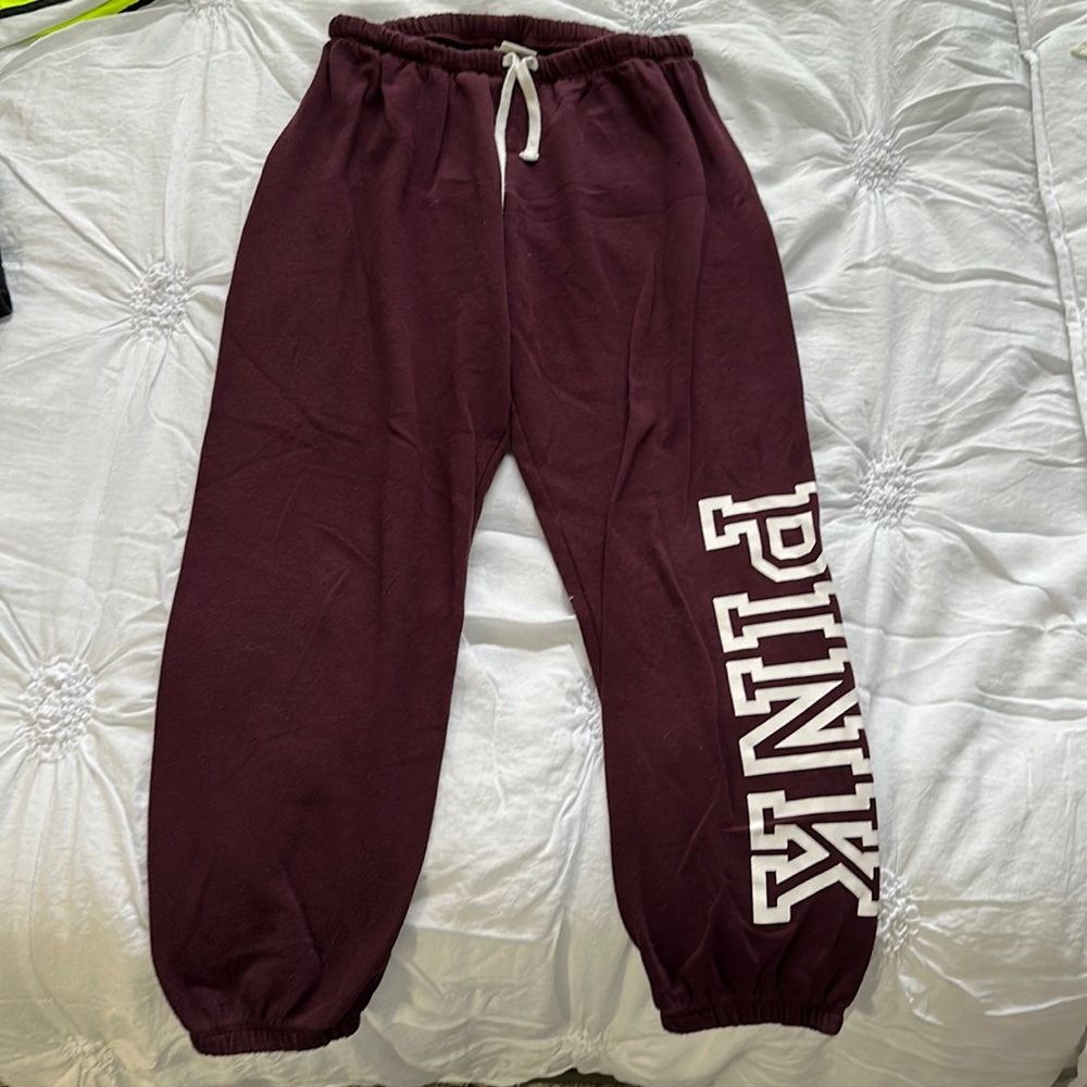 Pink victoria secret maroon sweatpants